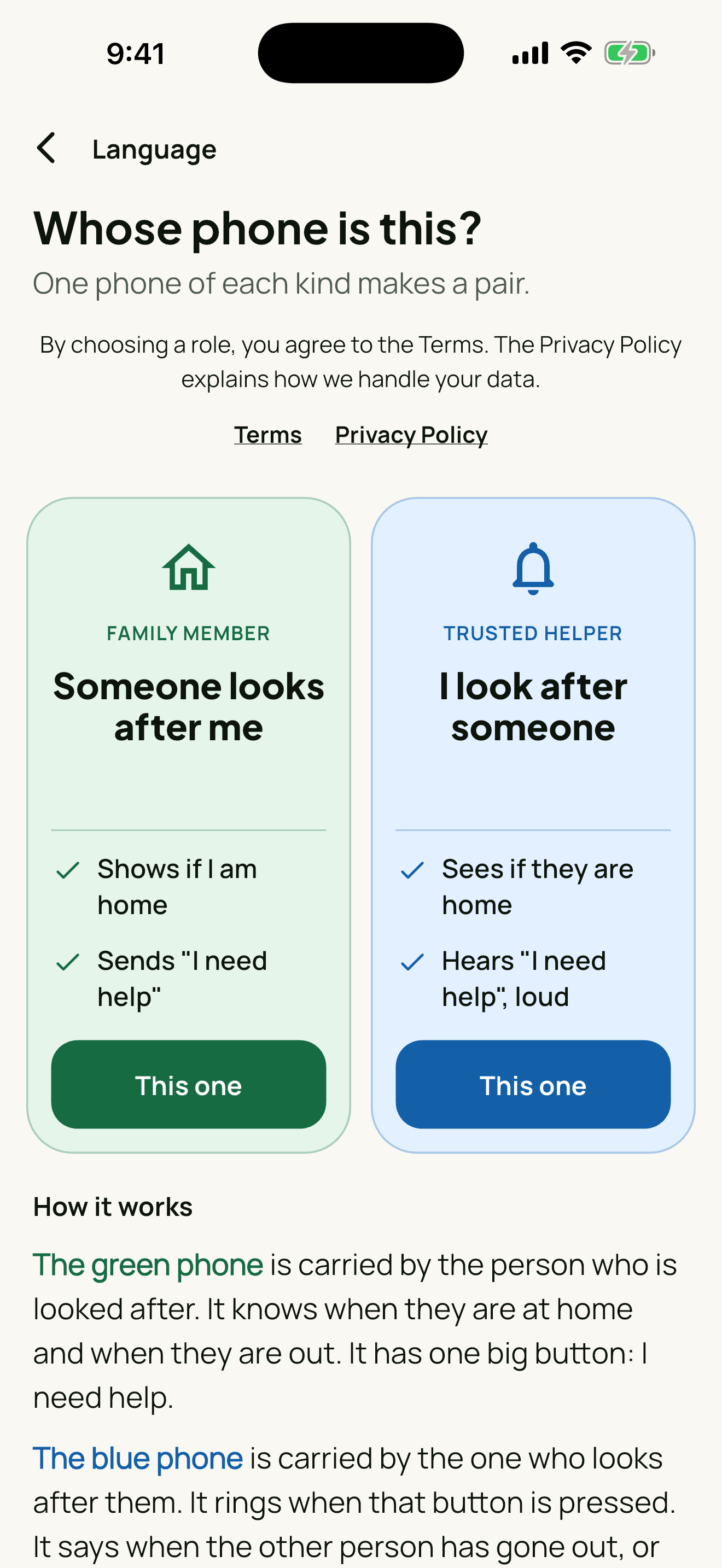 Choosing a role — family member or trusted helper.